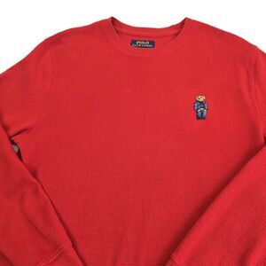 Polo Ralph Lauren Sweater Mens Large Bear Crewneck Pullover Waffle Knit Knitwear